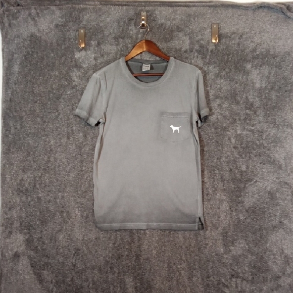 PINK Victoria's Secret Tops - PINK Victoria's Secret Gray Short Sleeve Tee Burnout Womens Xs